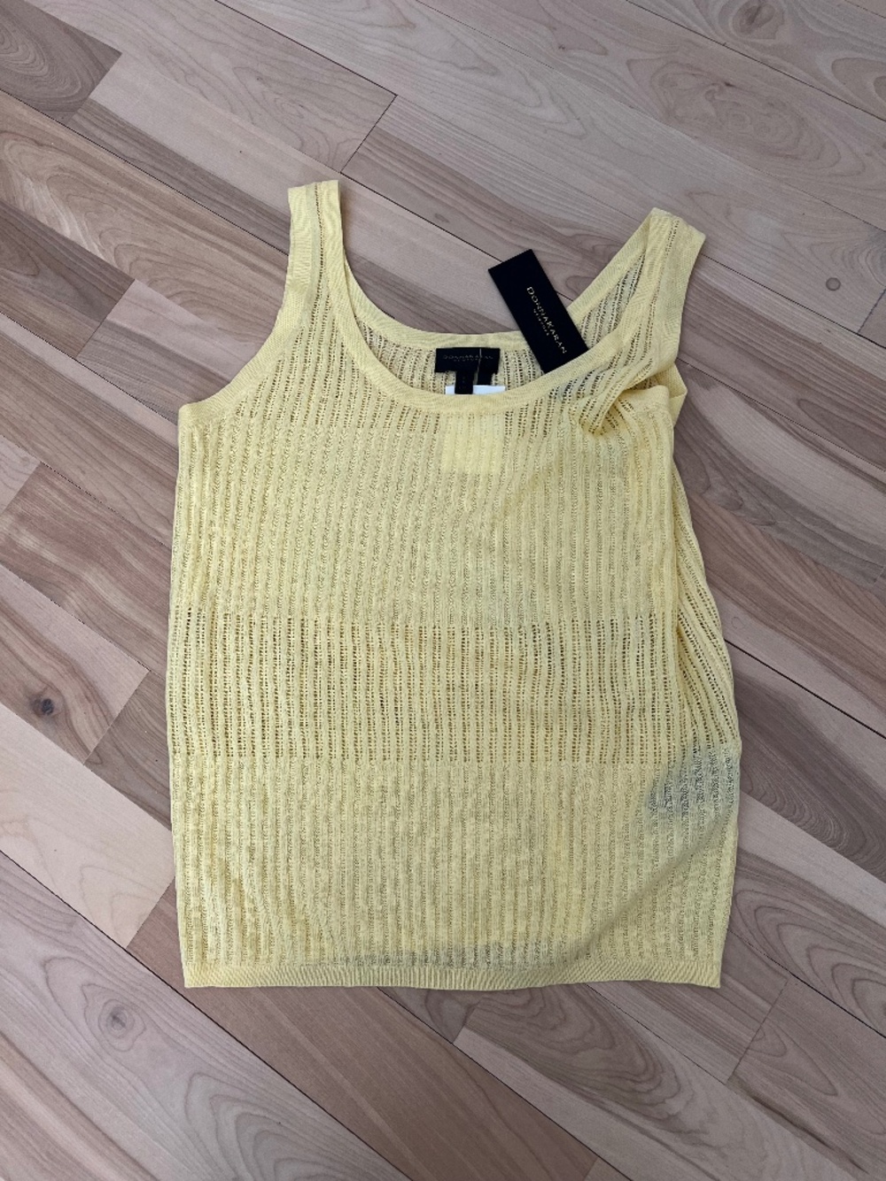 Donna Karan Yellow Sheer Knit Tank Top